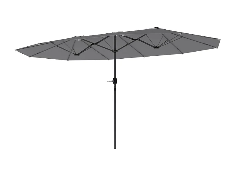 Dubbele parasol met slinger, UV-bescherming, stalen frame, donkergrijs (436x260x240 cm)