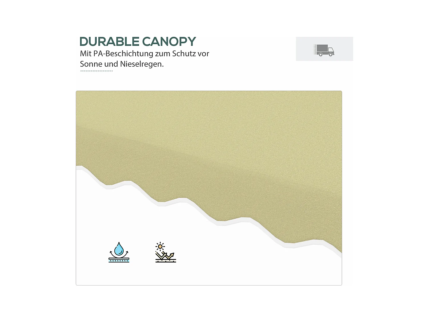 Zwevende parasol, 243 cm, met UV-bescherming, dubbel dak, polyester, crème, (243x243x251 cm)