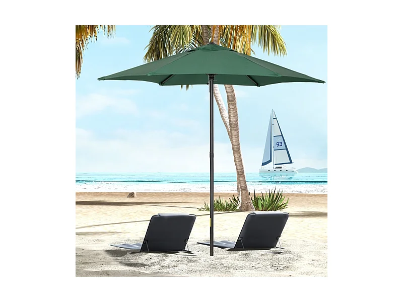 Parasol Pliable avec Fonction d'inclinaison, Parasol Octogonal, Structure Métallique, Protection UV, Vert (Ø1.96 x 2.04m)