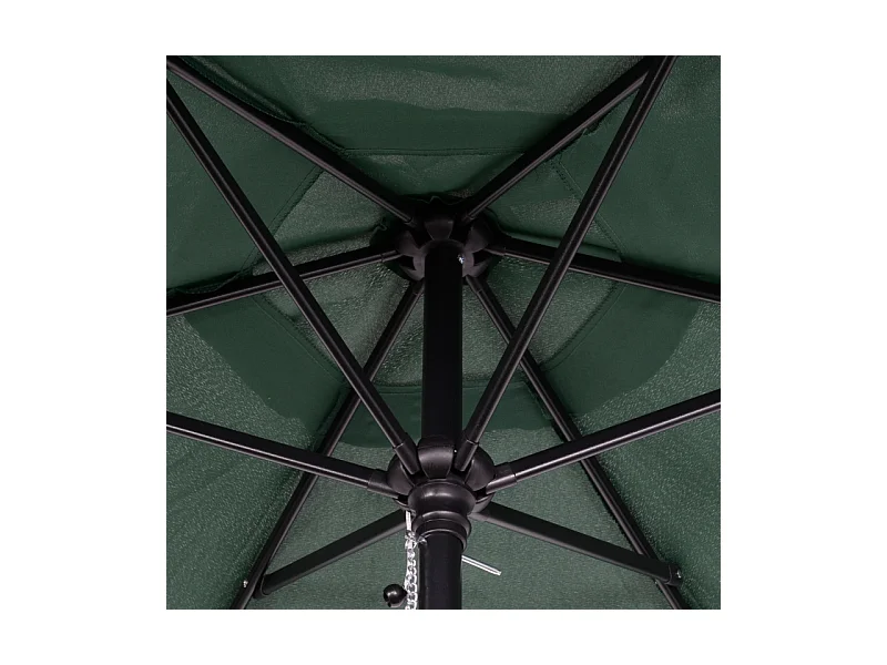 Parasol Pliable avec Fonction d'inclinaison, Parasol Octogonal, Structure Métallique, Protection UV, Vert (Ø1.96 x 2.04m)