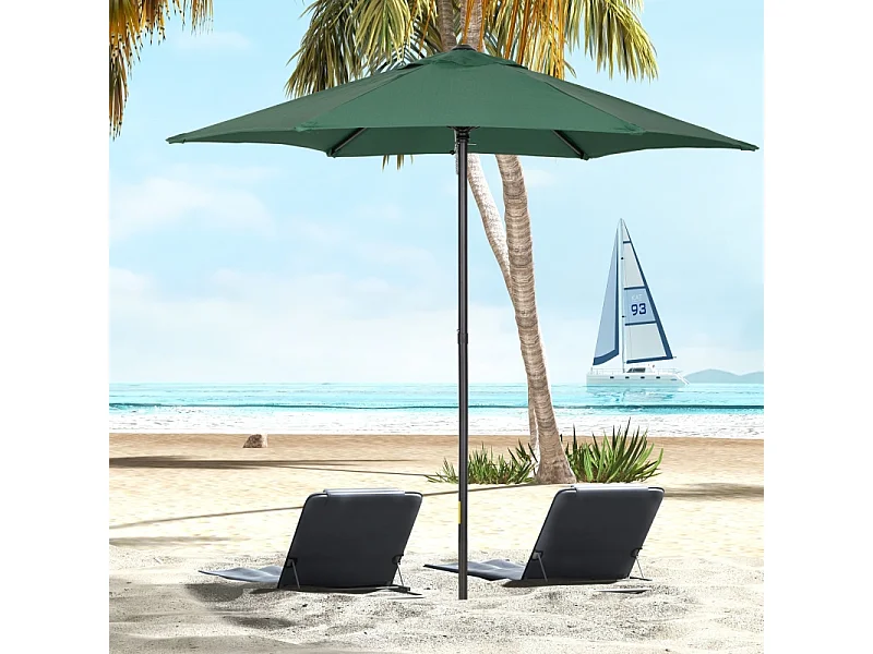 Sombrilla plegable con función de inclinación, octogonal, estructura de metal, protección UV, verde (Ø1,96 x 2,04 m)