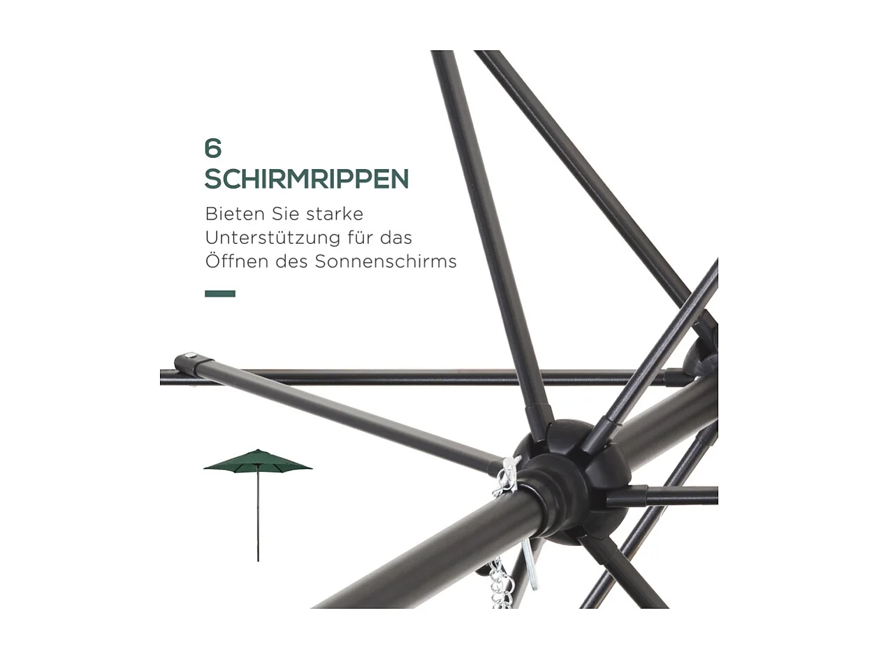 Sombrilla plegable con función de inclinación, octogonal, estructura de metal, protección UV, verde (Ø1,96 x 2,04 m)