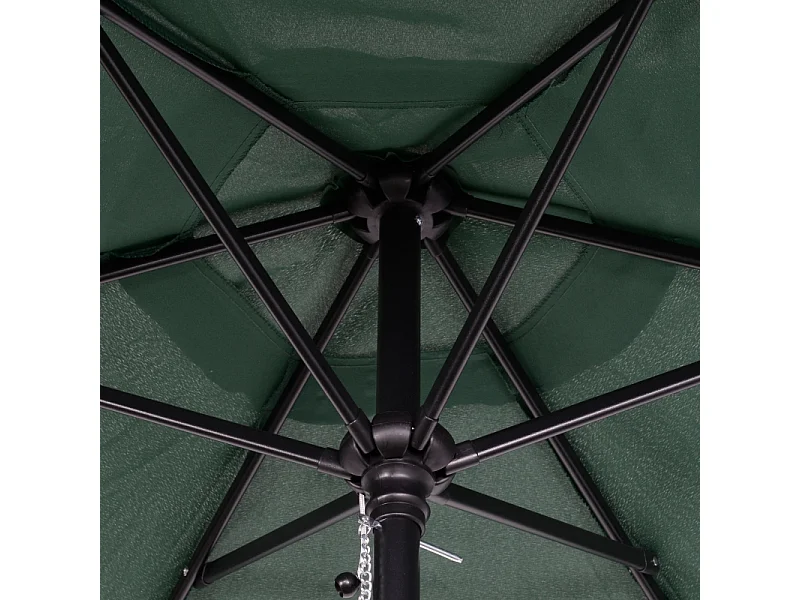 Sombrilla plegable con función de inclinación, octogonal, estructura de metal, protección UV, verde (Ø1,96 x 2,04 m)