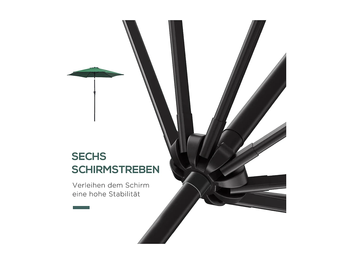 Kantelbare parasol met slinger, aluminium, polyester, groen (Ø2,6x2,35 m)