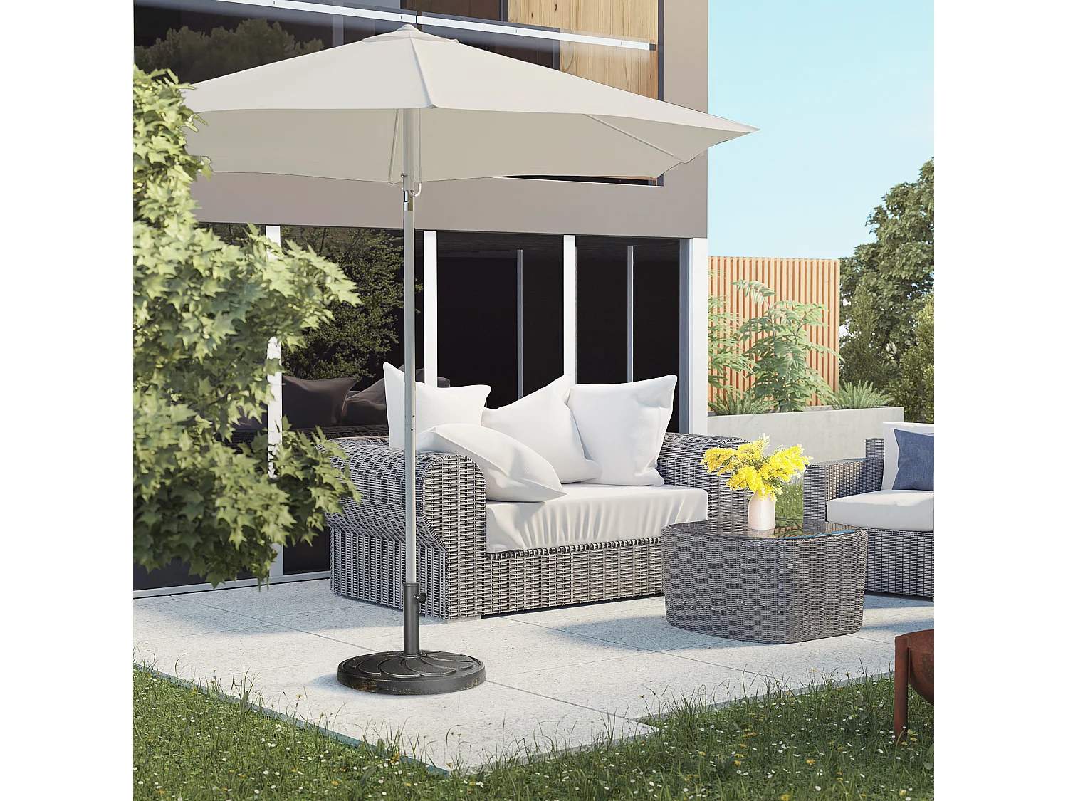 Hars parasolvoet, voor Ø38/48 mm stang, rond, brons (53,5x53,5x33 cm)