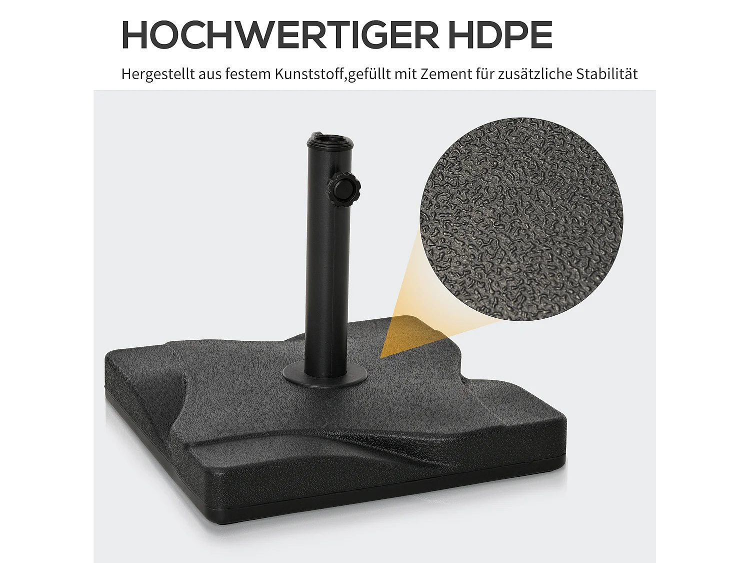 Stabiele, verstelbare HDPE cementen parasolvoet, zwart (41,5x41,5x33cm)