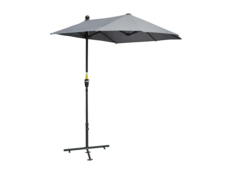 Halfronde parasol met standaard, polyester, donkergrijs (190x200x240 cm)
