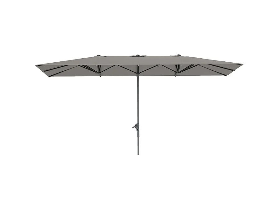 Dubbele parasol met slinger, UV-bescherming 50+, aluminium, donkergrijs (451x264x264 cm)