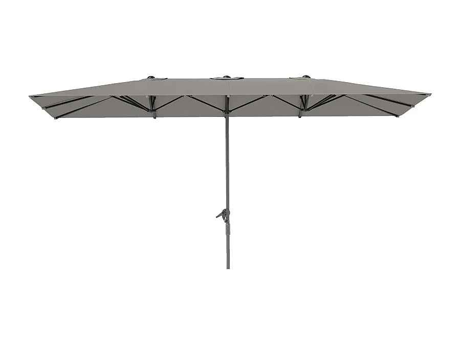 Parasol double avec manivelle, protection UV 50+, aluminium, gris foncé (451x264x264 cm)