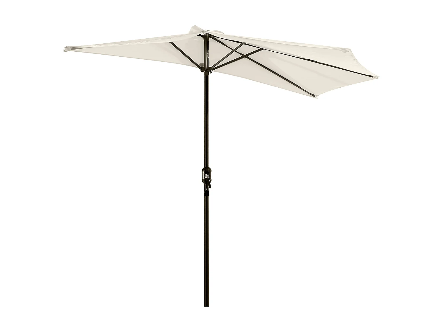 Halfronde parasol met slinger, metaal, crème en zwart, UV-bescherming (293x150x249cm)