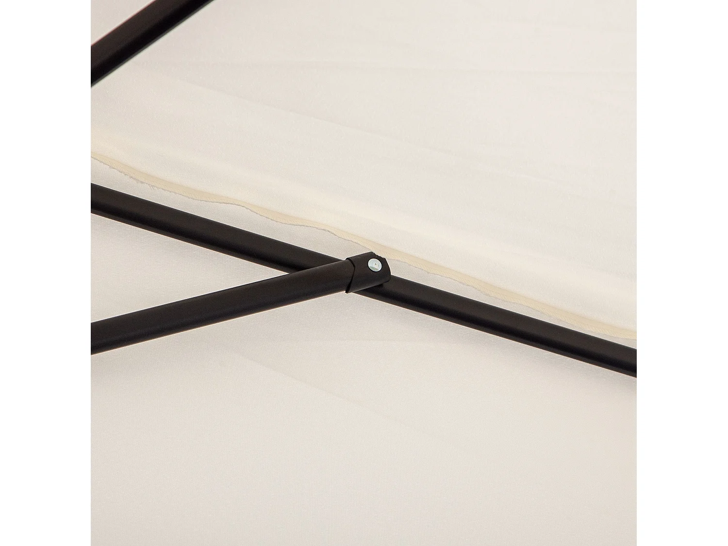 Halfronde parasol met slinger, metaal, crème en zwart, UV-bescherming (293x150x249cm)