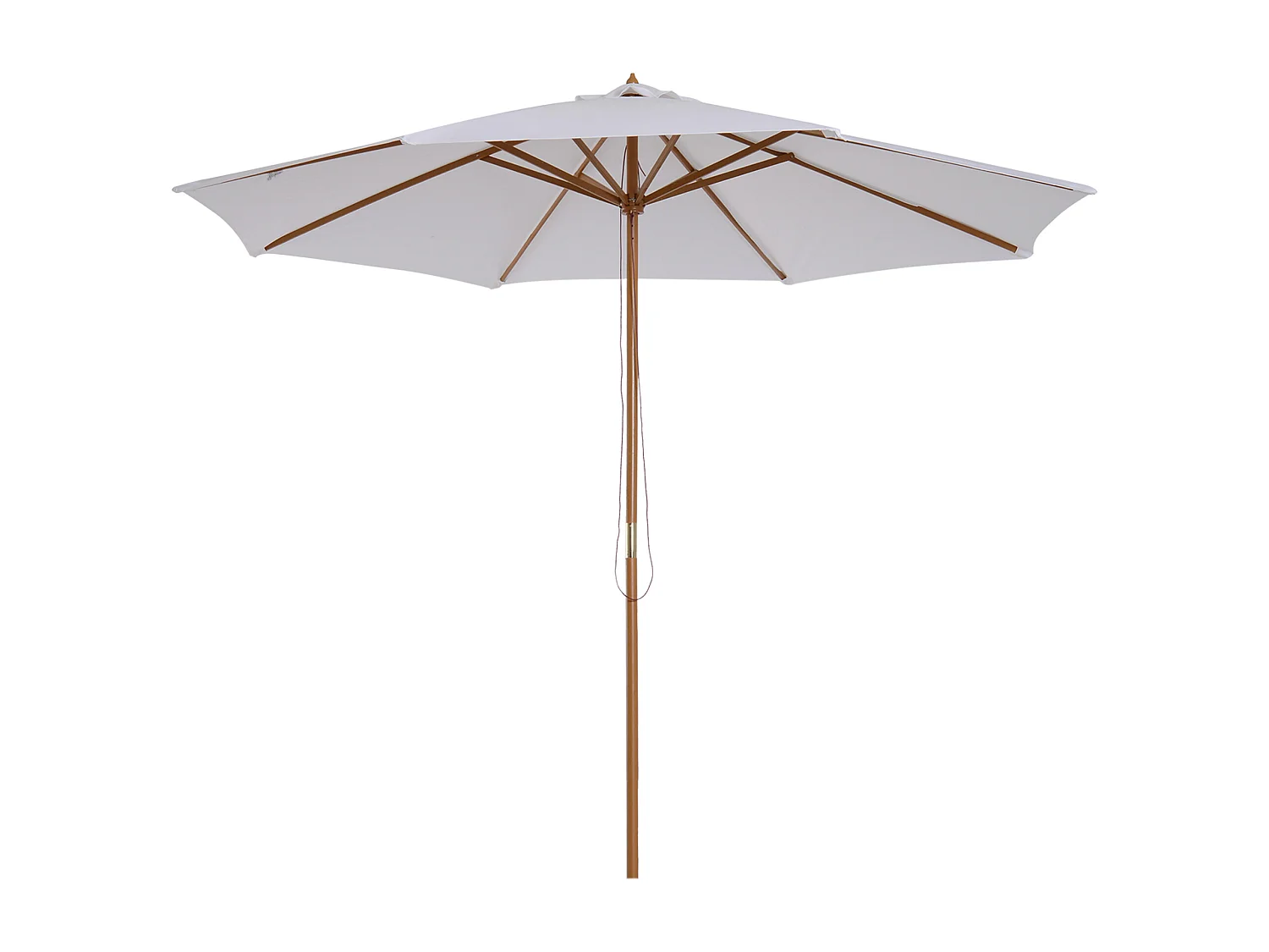 Sombrilla de madera, 300 cm, con mecanismo de elevación, bambú, color crema (300x300x250 cm)