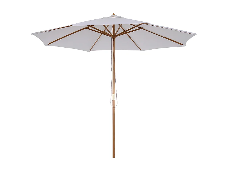 Sombrilla de madera, 300 cm, con mecanismo de elevación, bambú, color crema (300x300x250 cm)