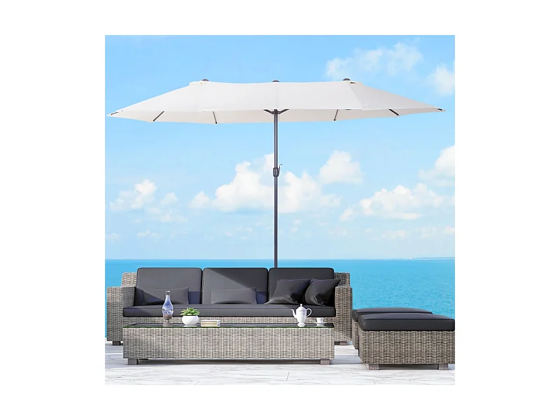 Dubbele parasol met slinger, polyester, beige (455x270x240 cm)