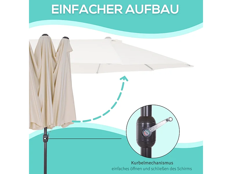 Dubbele parasol met slinger, polyester, beige (455x270x240 cm)