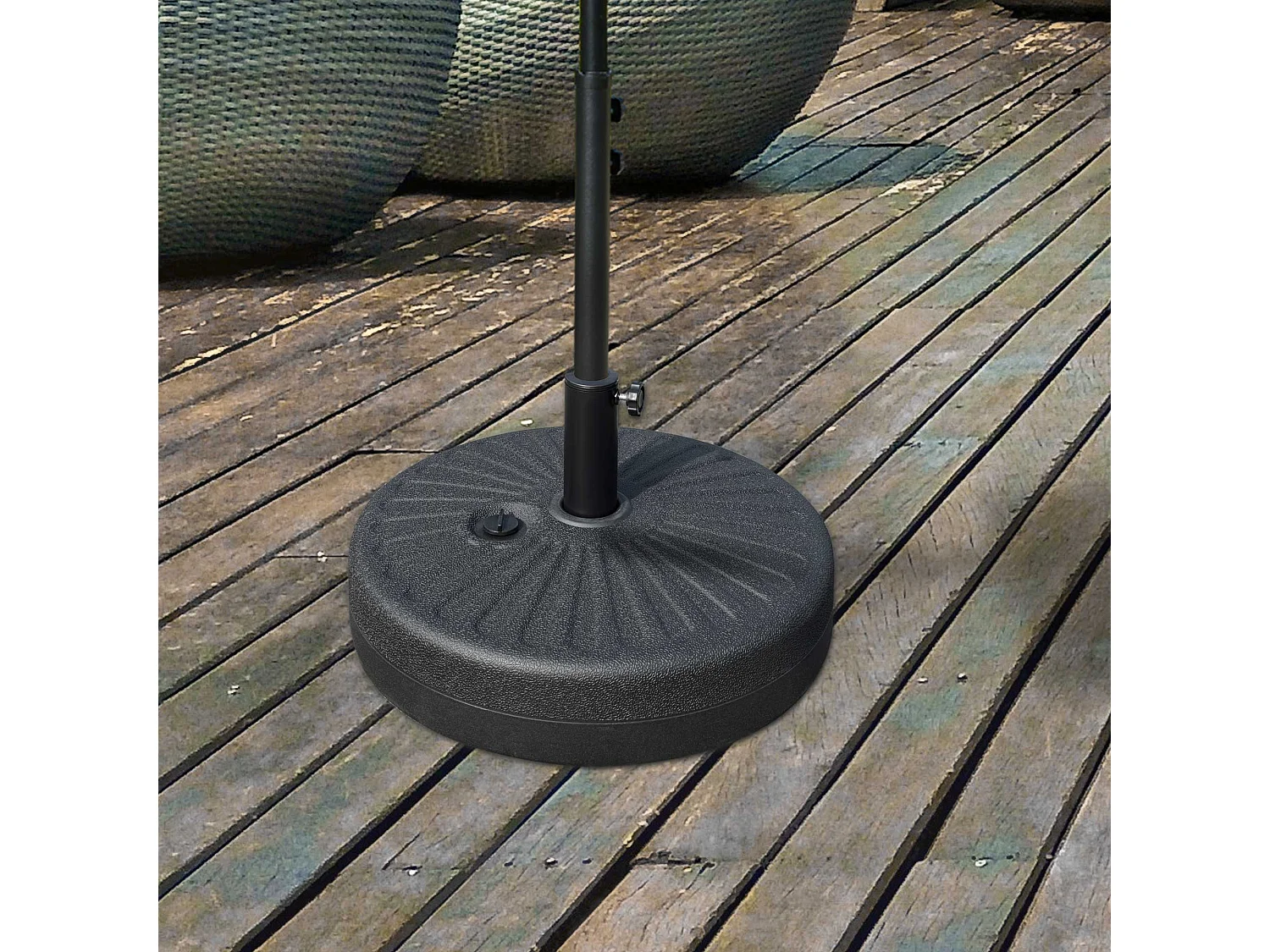 Parasolvoet 22 kg, voor palen Ø38/48 mm, zwart beton, stabiel en weerbestendig (51x51x12 cm)