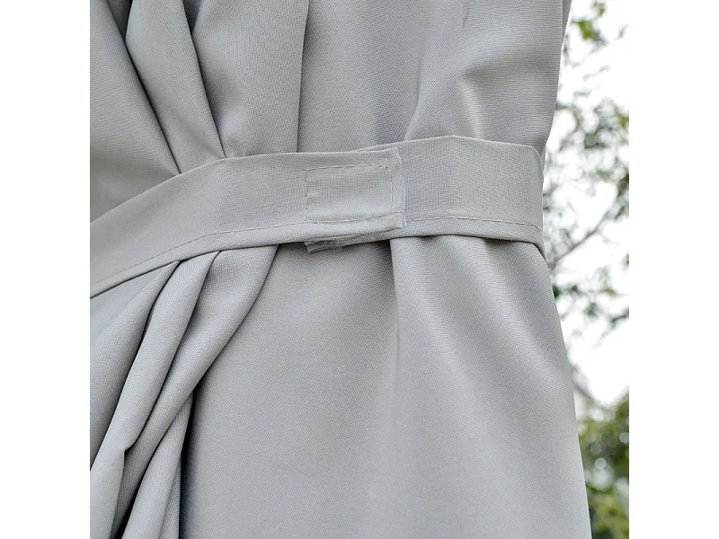 Parasol solar LED doble con base inclinable, poliéster, gris claro y negro (450x265x240 cm)