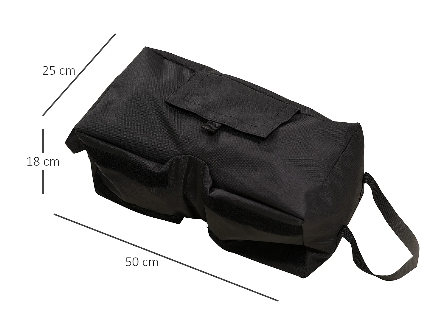 Parasolstandaard zandzak, 2 vulbare zakken 50kg, Oxford stof, zwart (50x50x18 cm)