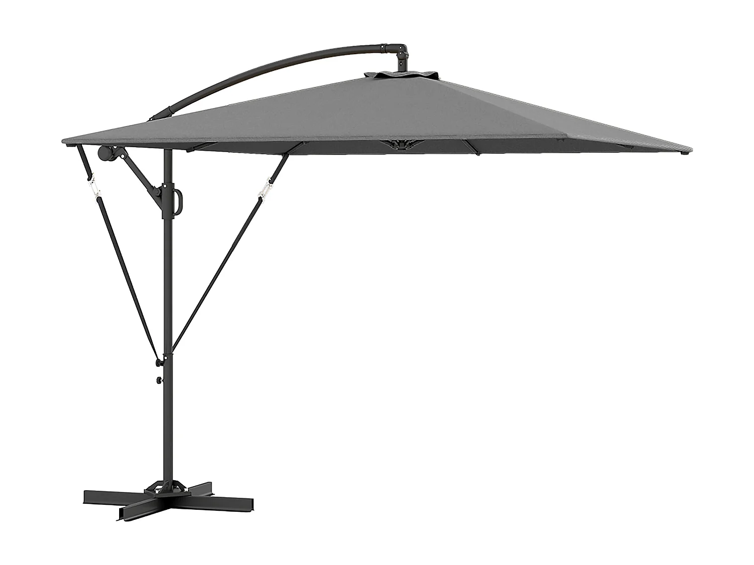Parasol déporté 260 cm, avec UV 50+ protection, fonction inclinable, métal et polyester gris (295x250x235cm)