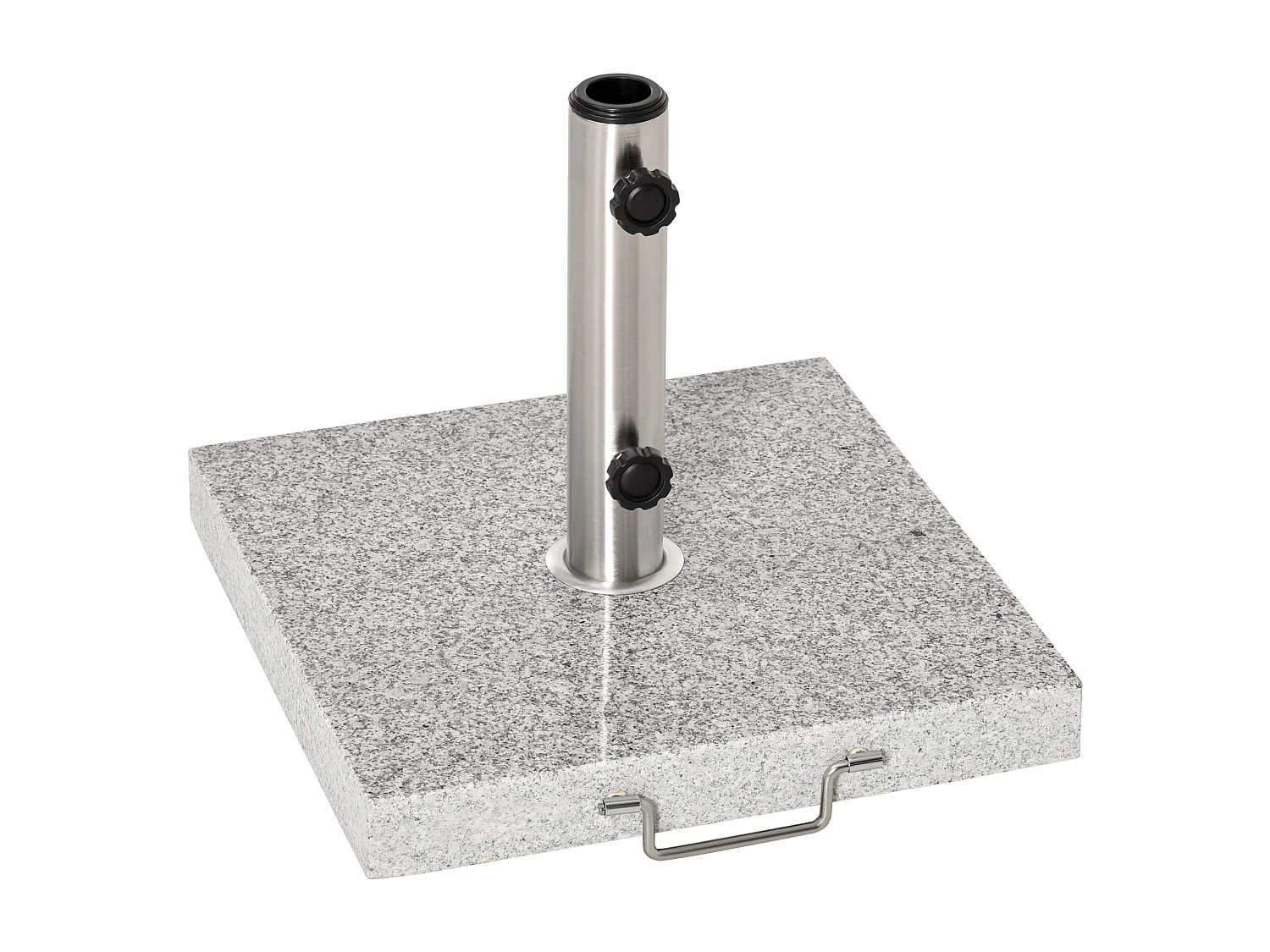 Base mobile per ombrellone in marmo e acciaio inox con ruote, grigia (40x40x36 cm)