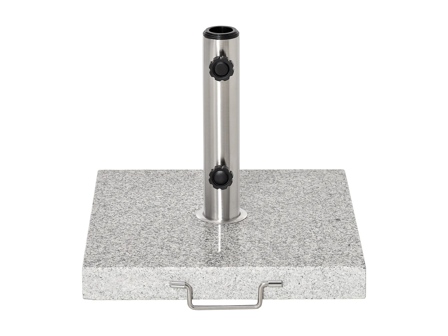 Base mobile per ombrellone in marmo e acciaio inox con ruote, grigia (40x40x36 cm)