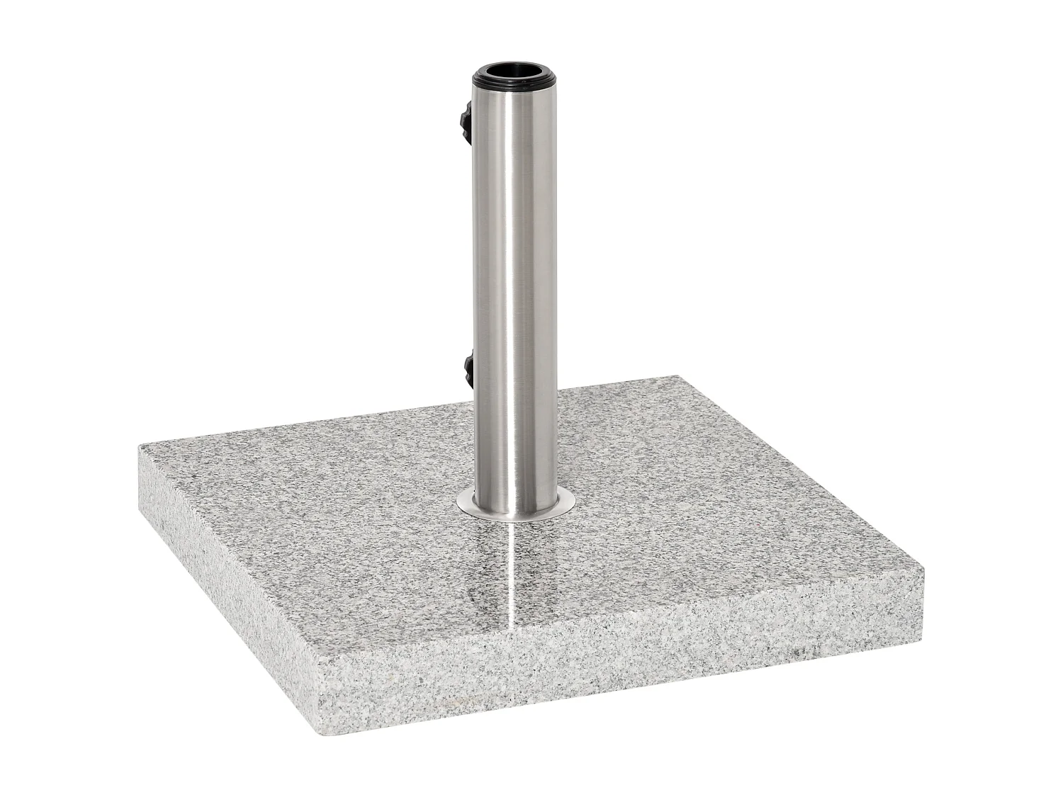 Base mobile per ombrellone in marmo e acciaio inox con ruote, grigia (40x40x36 cm)