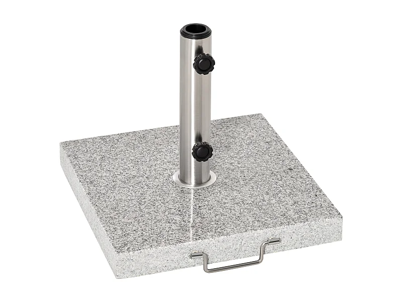 Base mobile per ombrellone in marmo e acciaio inox con ruote, grigia (40x40x36 cm)