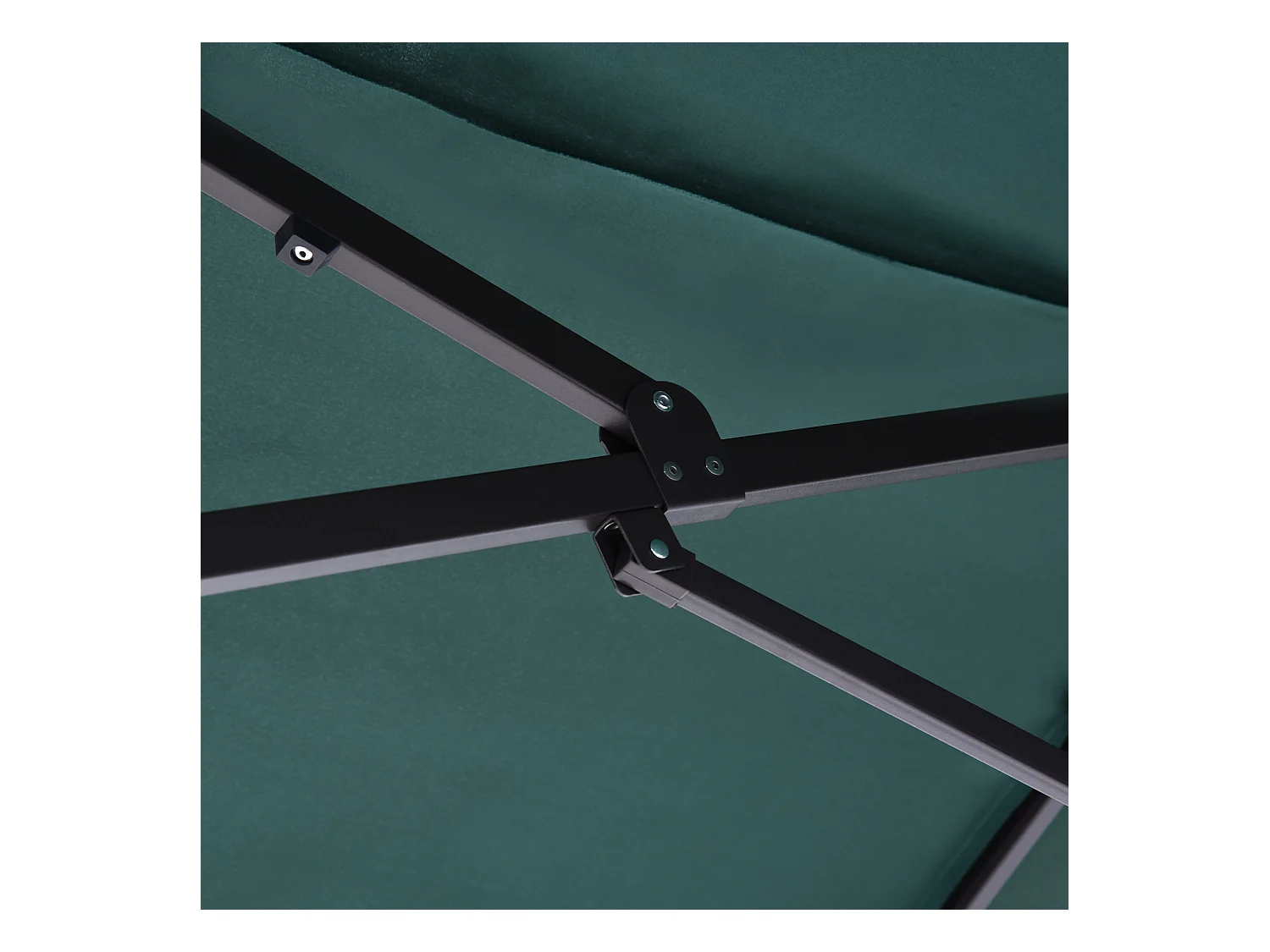 Dubbele parasol met kruisvoet, UV-bescherming, polyester, donkergroen (460x270x241 cm)