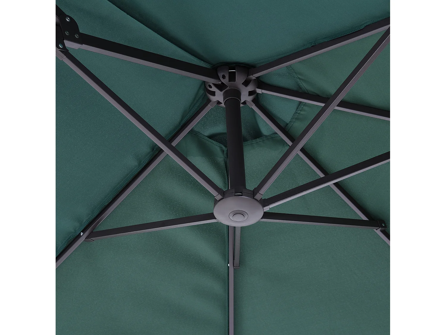 Sombrilla doble con base en cruz, protección UV, poliéster, verde oscuro (460 x 270 x 241 cm)