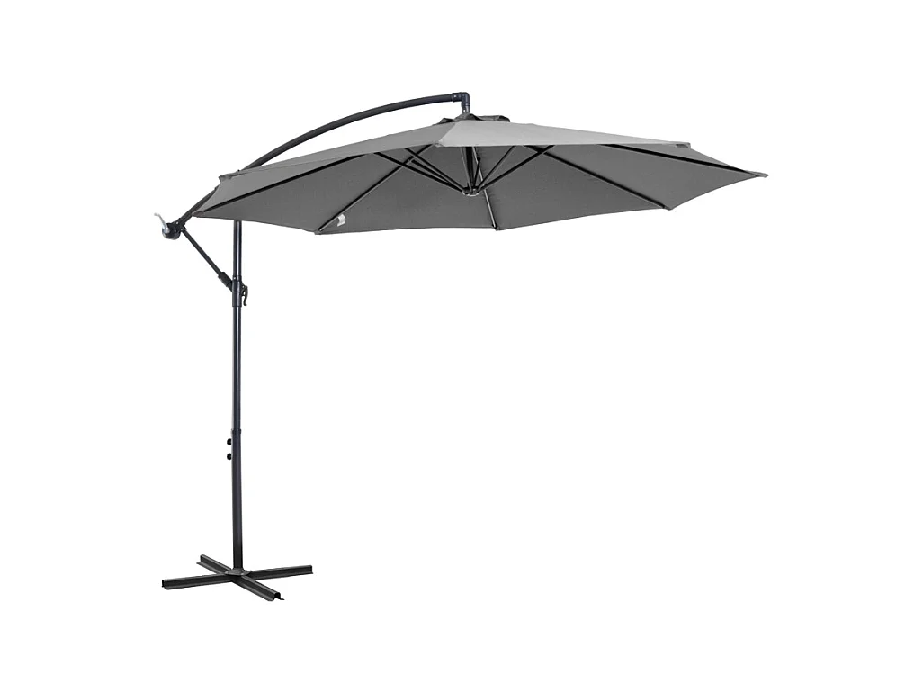 Parasol met slinger, met stalen structuur, polyesterstof, grijs (295x245x250 cm)