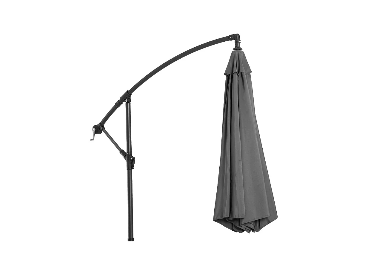 Parasol met slinger, met stalen structuur, polyesterstof, grijs (295x245x250 cm)