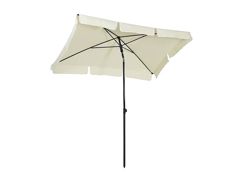 Kantelbare parasol, UV-bescherming, aluminium hout, crème en zwart (200x130x245 cm)