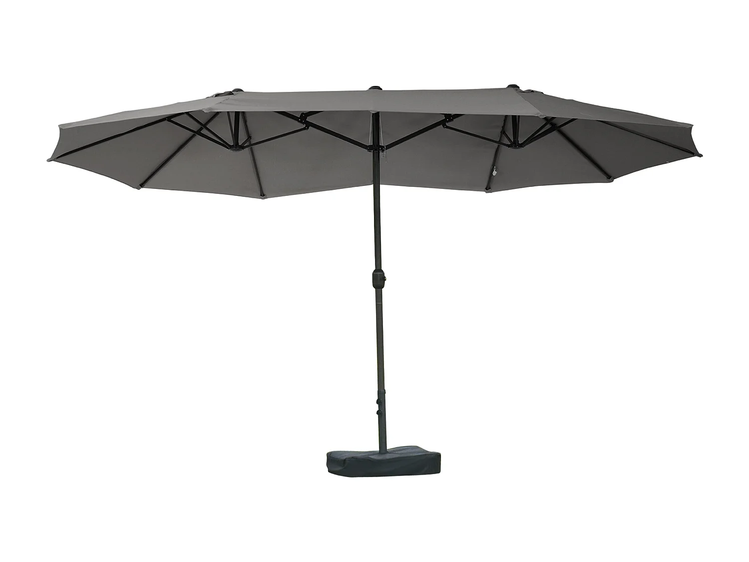 Dubbele tuinparasol met slinger, staal, donkergrijs, 460 x 270 x 240 cm (totale afmetingen)
