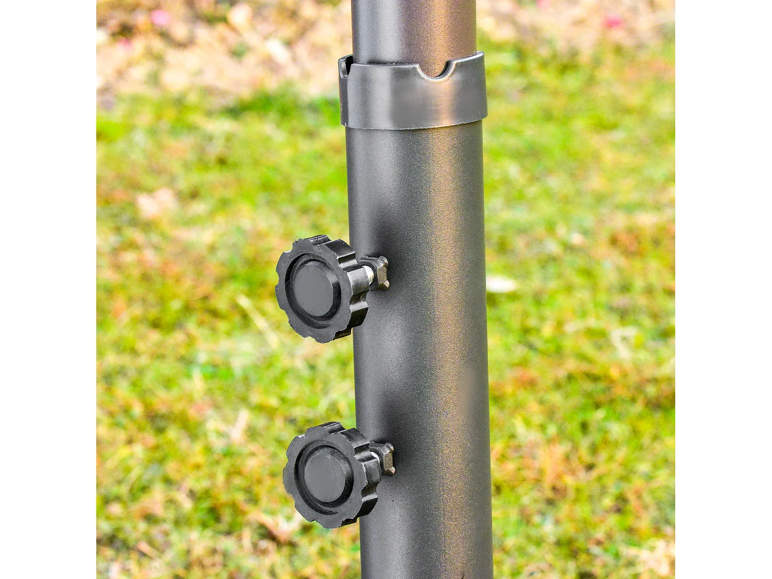 Dubbele tuinparasol met slinger, staal, donkergrijs, 460 x 270 x 240 cm (totale afmetingen)