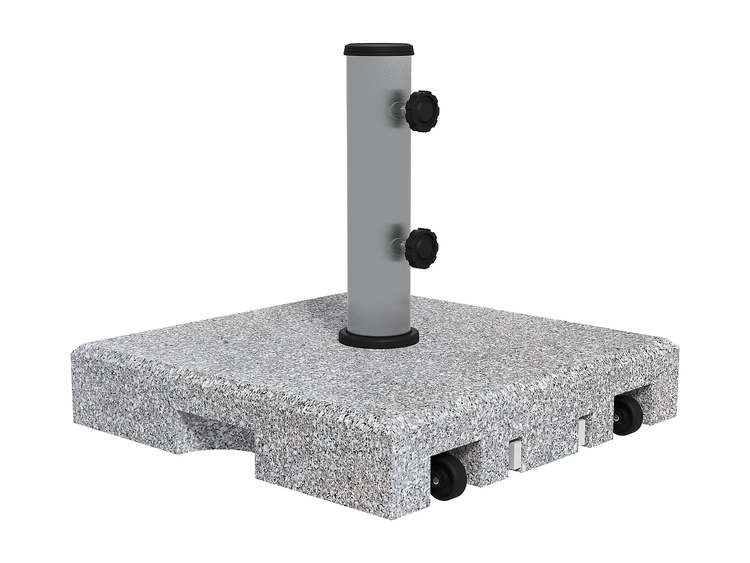 Granieten parasolvoet 28 kg, verstelbaar, met wielen, roestvrij staal, grijs (41x41x37,5 cm)