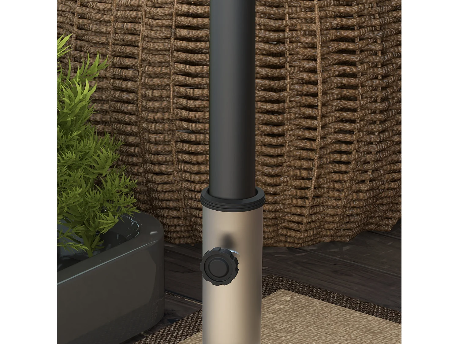 Granieten parasolvoet 28 kg, verstelbaar, met wielen, roestvrij staal, grijs (41x41x37,5 cm)