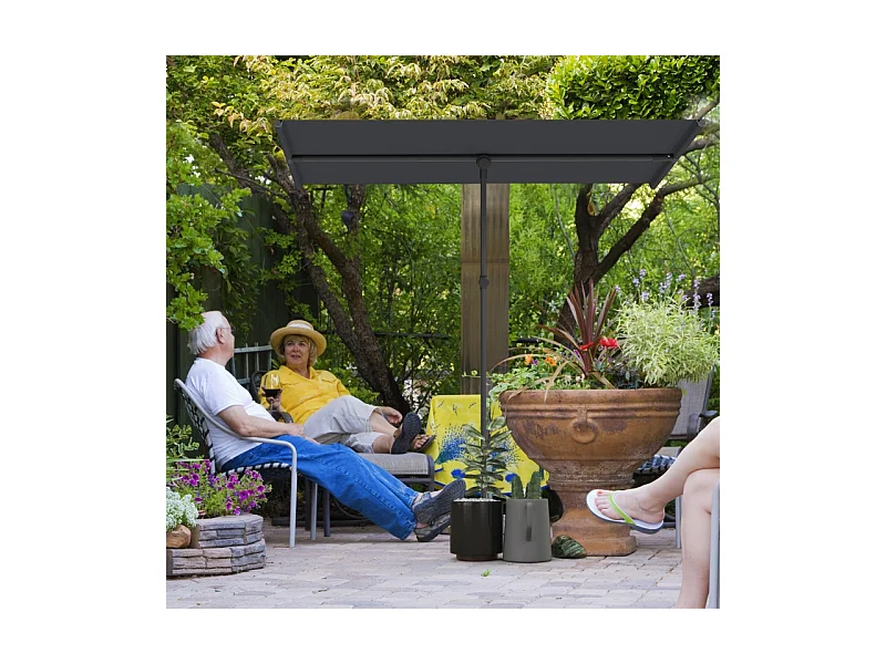 180° kantelbare en in hoogte verstelbare parasol, tuinparasol met aluminium paal, UV-bescherming, grijs (150x205x120-215 cm)