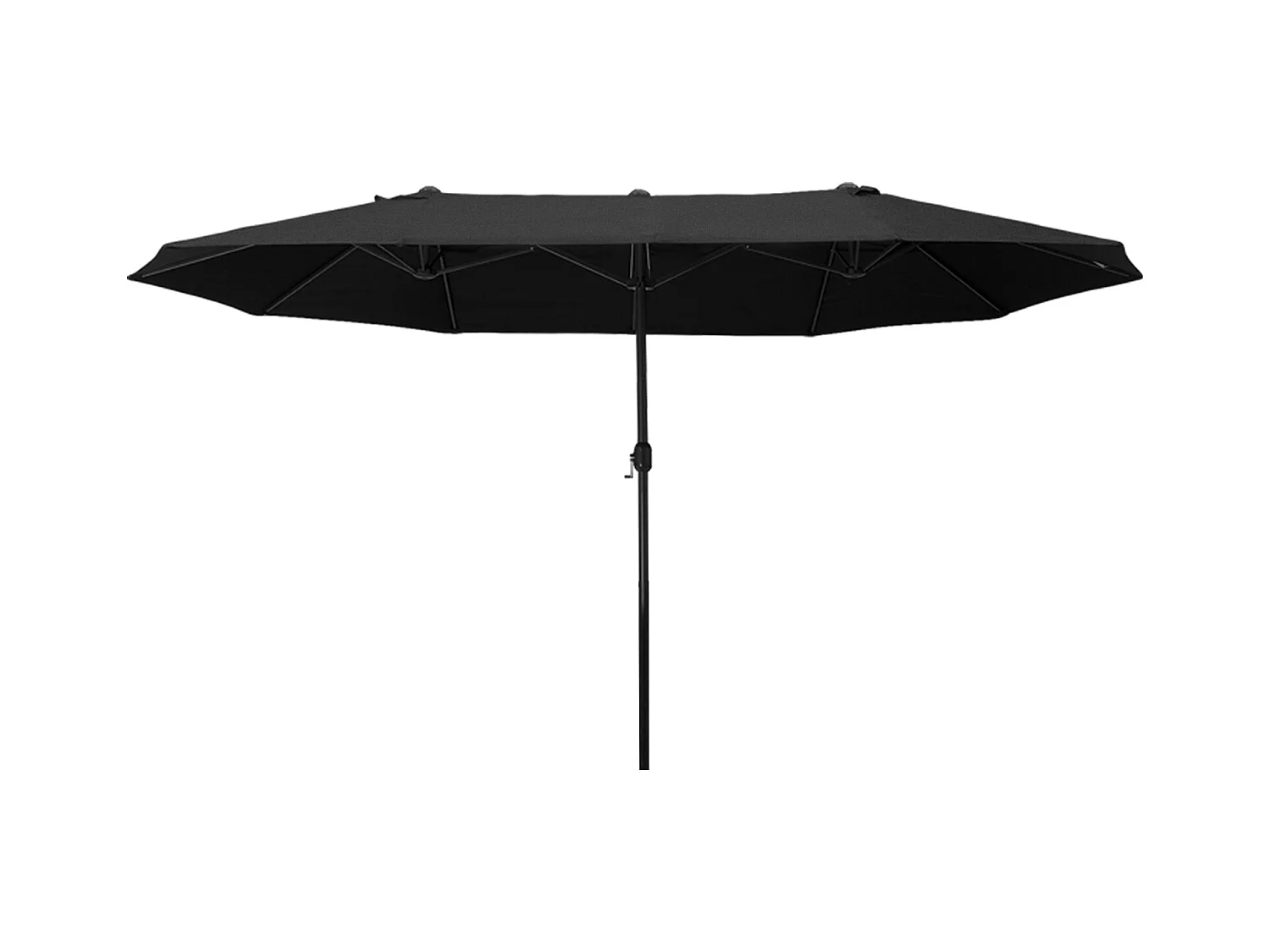 Dubbele schuine parasol met slinger, aluminium, polyester, zwart (460x270x240 cm)