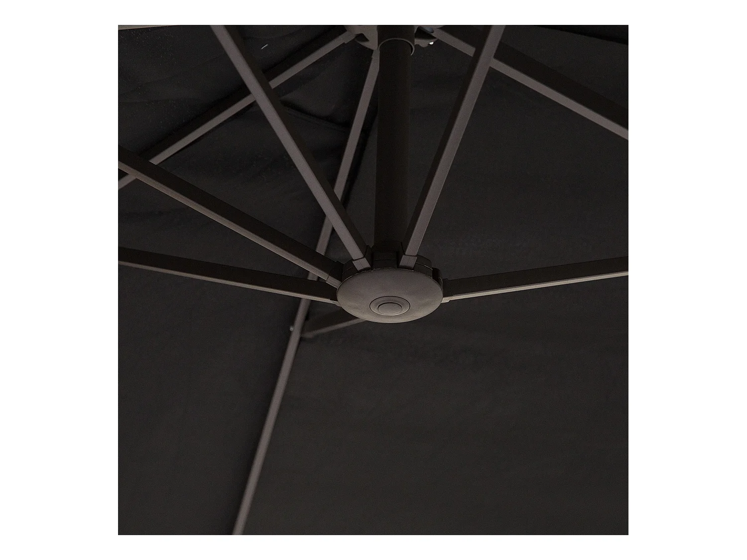 Dubbele schuine parasol met slinger, aluminium, polyester, zwart (460x270x240 cm)