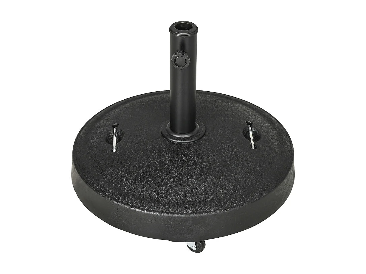 Mobiele parasolstandaard van 23,5 kg met wielen, verstelbaar Ø38-48 mm, zwarte hars (53x53x41cm)