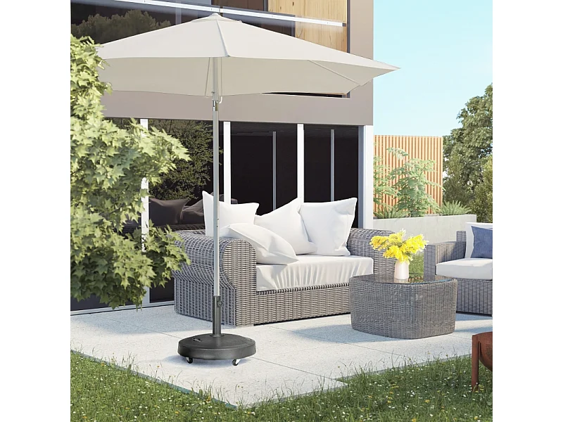 Mobiele parasolstandaard van 23,5 kg met wielen, verstelbaar Ø38-48 mm, zwarte hars (53x53x41cm)