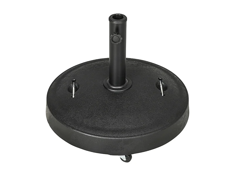Mobiele parasolstandaard van 23,5 kg met wielen, verstelbaar Ø38-48 mm, zwarte hars (53x53x41cm)