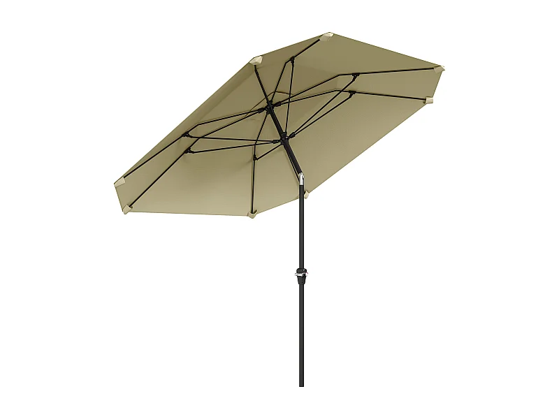 Tuinparasol met kantelfunctie, 8 glasvezelbaleinen, aluminium, beige (233x233x240 cm)