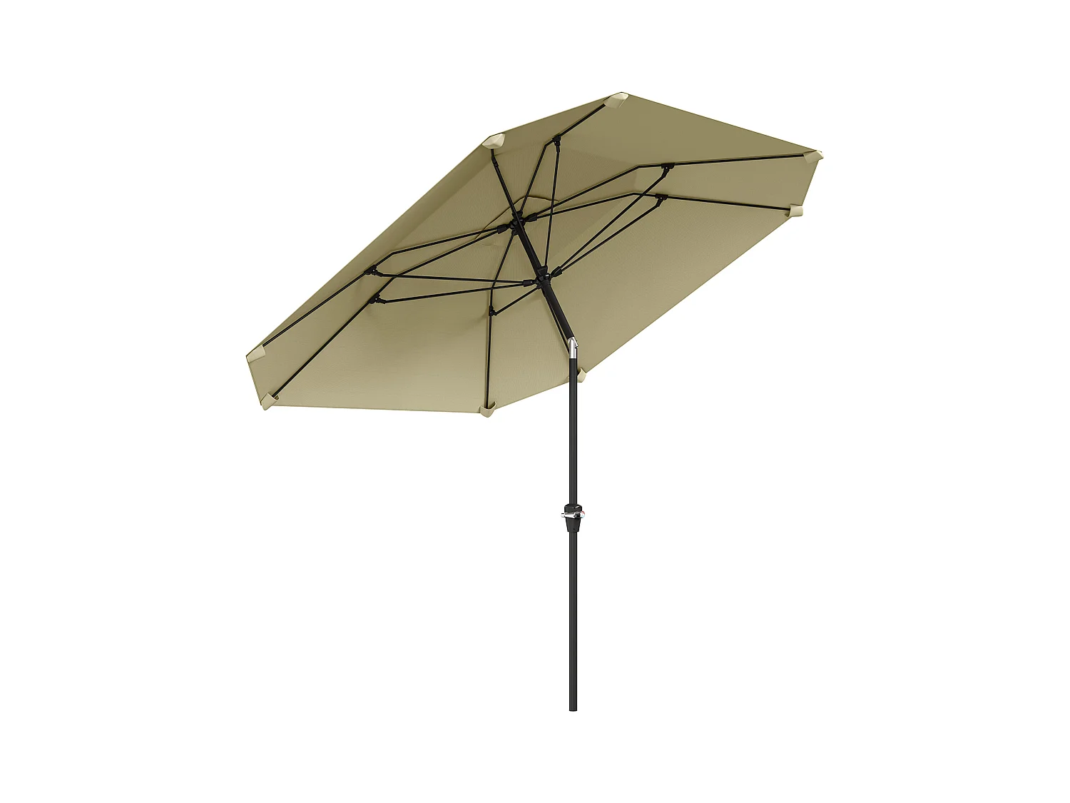Tuinparasol met kantelfunctie, 8 glasvezelbaleinen, aluminium, beige (233x233x240 cm)