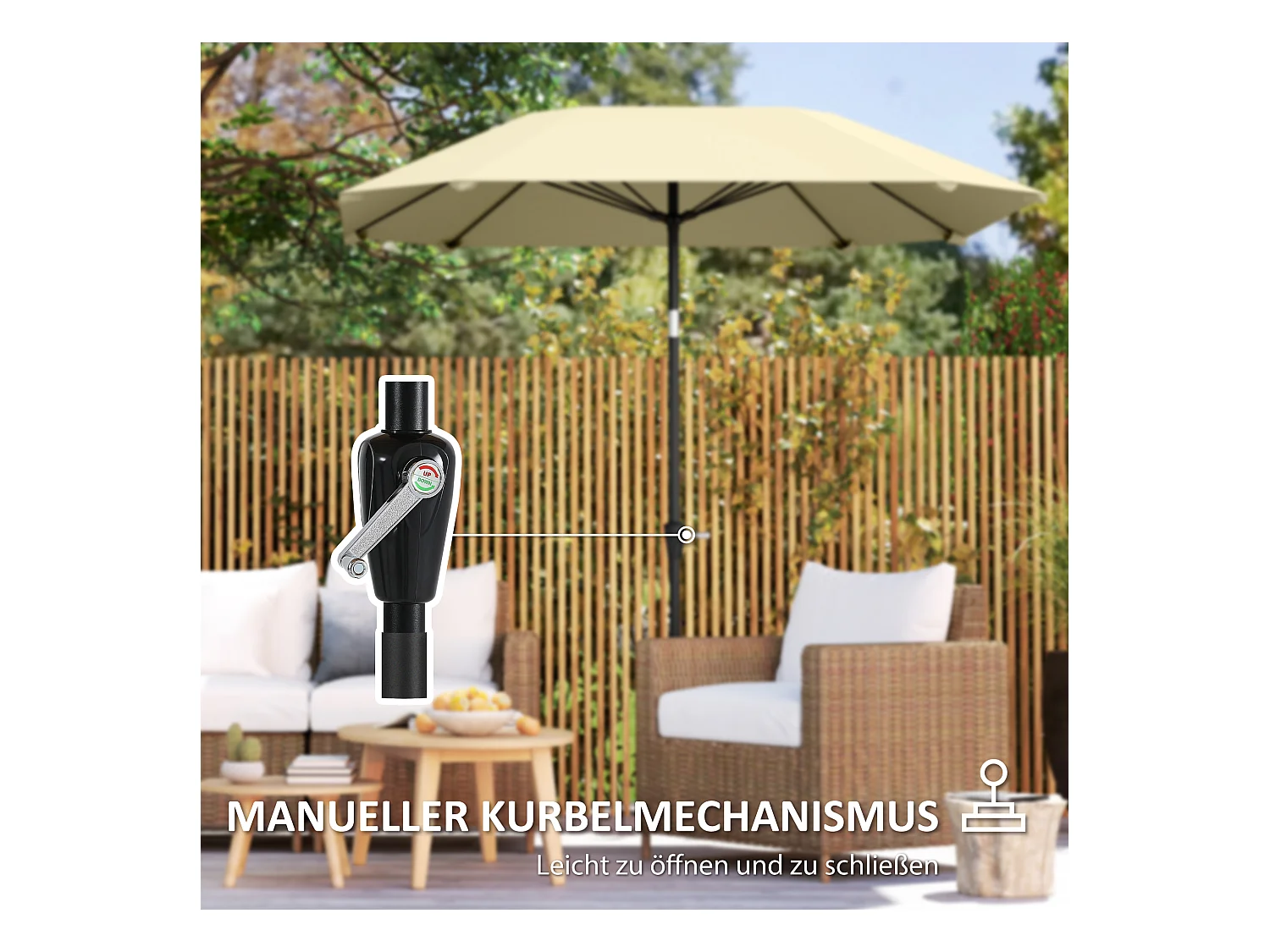 Tuinparasol met kantelfunctie, 8 glasvezelbaleinen, aluminium, beige (233x233x240 cm)