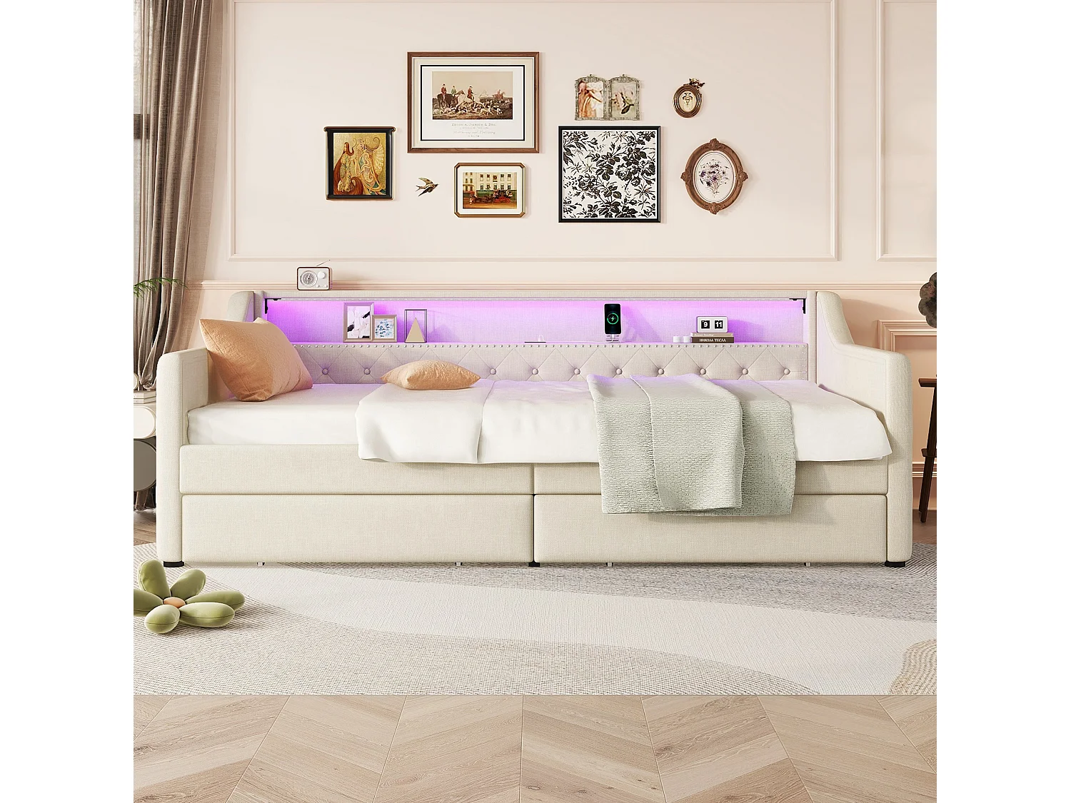 Lit superposé avec échelle et barrière, convertible en 2 lits, bois pour enfants, adultes, blanc (205x145.5x162 cm)