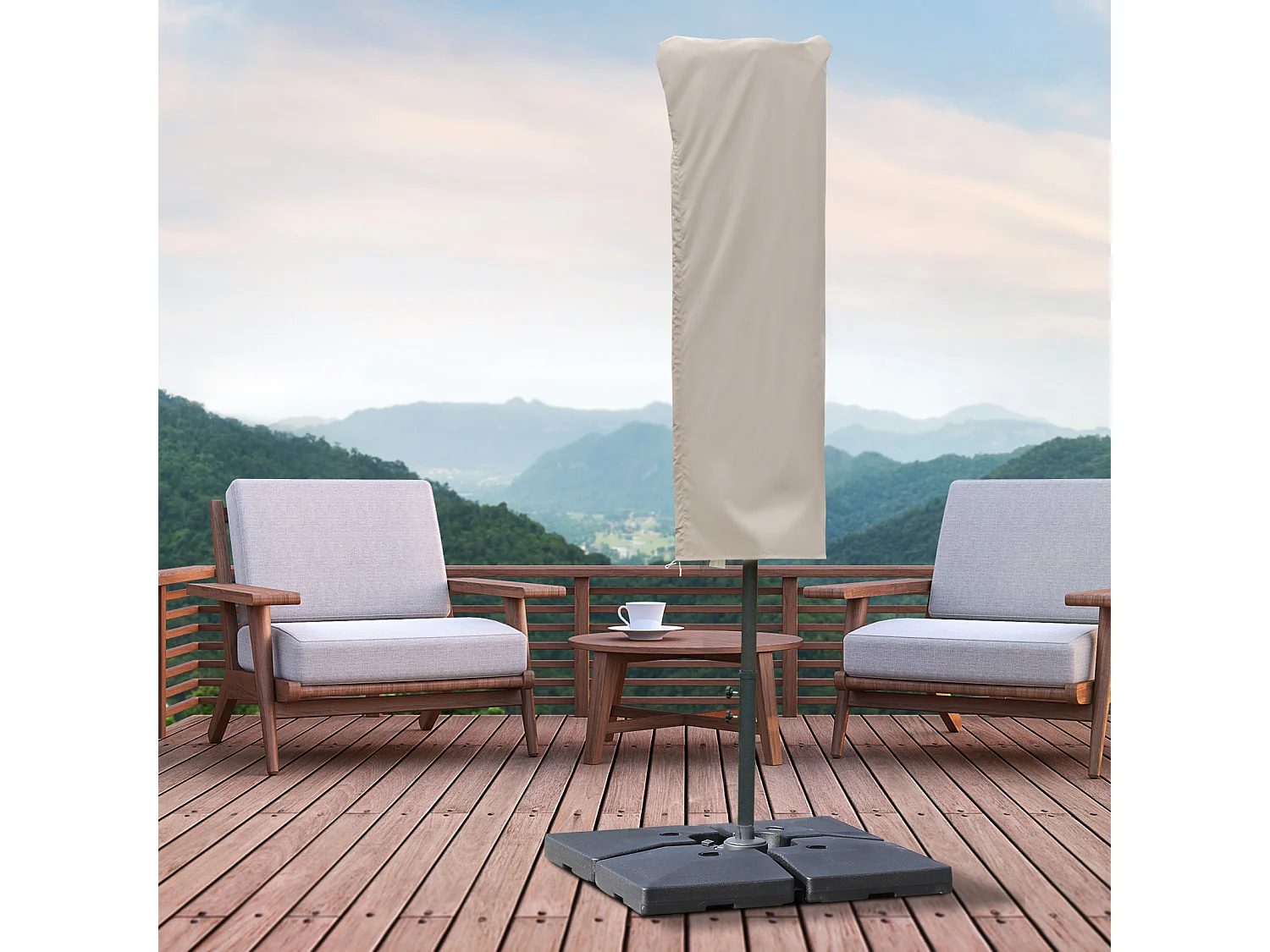 Copertura protettiva per ombrellone a braccio, poliestere, cachi (Ø63x164 cm)