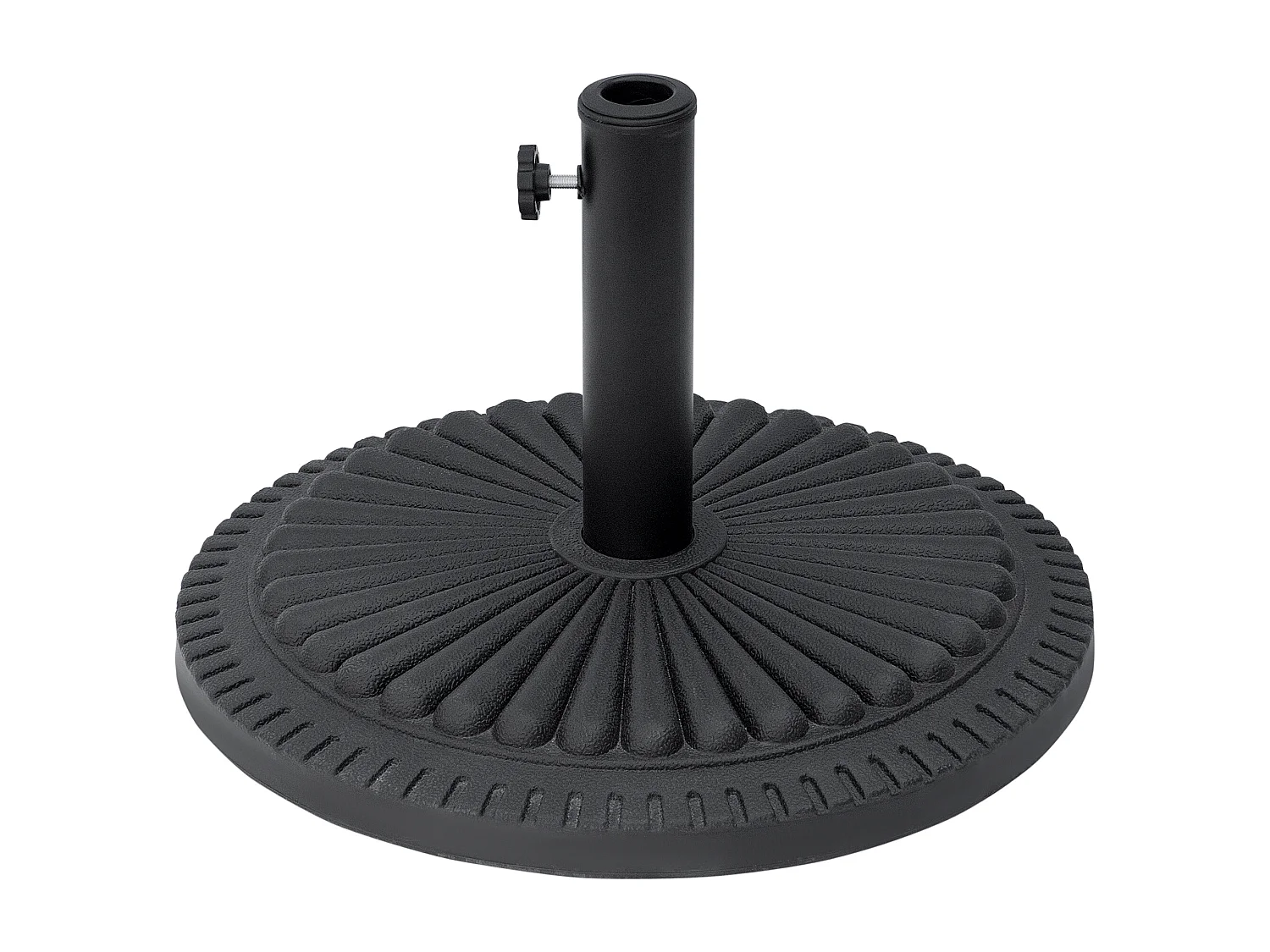 Parasolstandaard met betonnen voet, metaal, zwart (Ø49x32 cm)