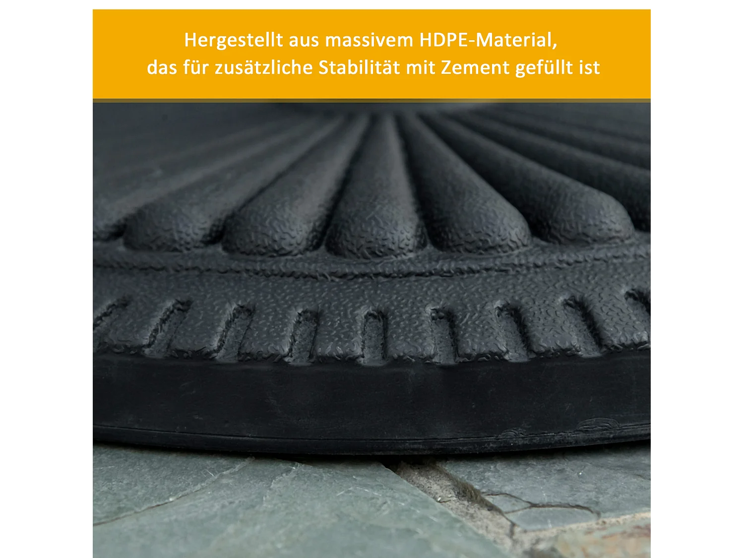 Parasolstandaard met betonnen voet, metaal, zwart (Ø49x32 cm)