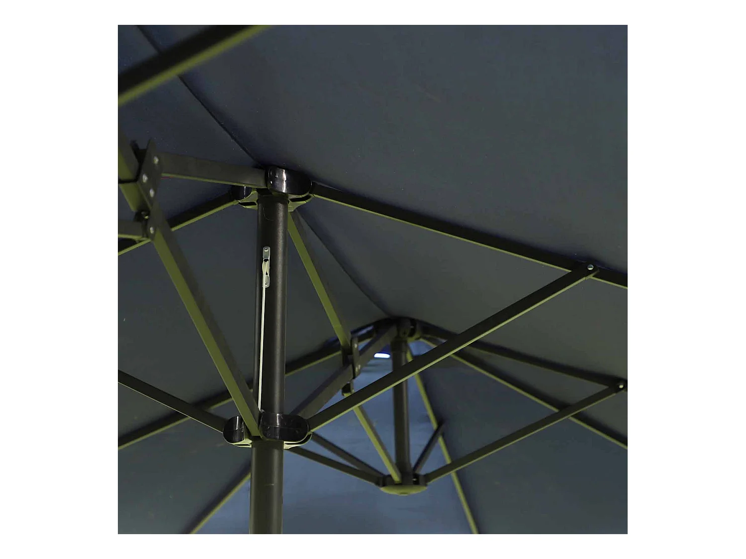 Dubbele parasol met slinger, tuinparasol, terrasparasol, blauw, staal (460x270x240 cm)